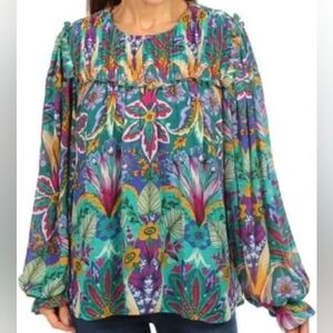 NWT "Nicole Miller" Multicolor  Women's Blouse with Removable Camasol Size Large